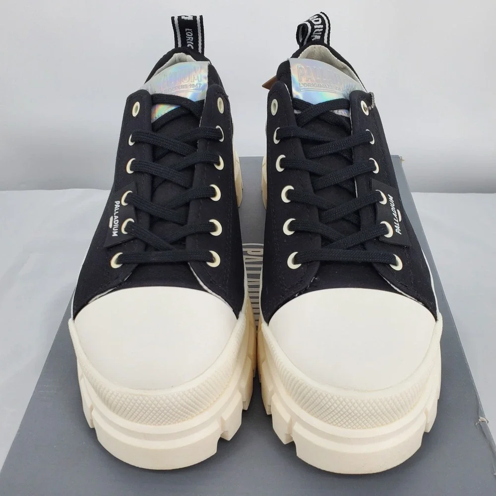 Palladium Womens 9 Revolt Lo TX Black Marshmallow Platform Shoes 97243-016-M New